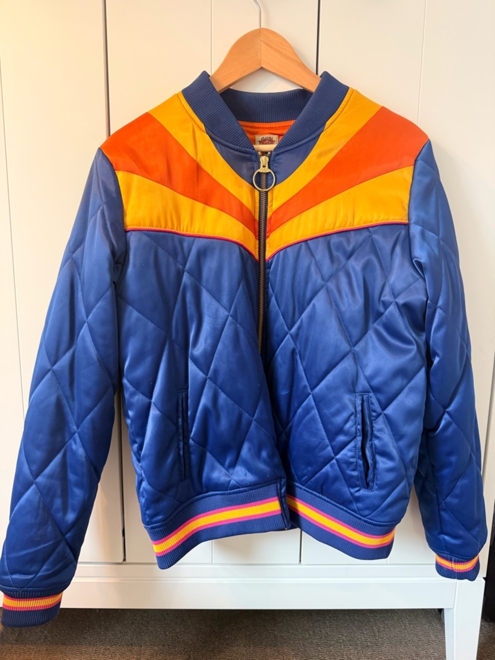 ✨VIRAL✨ Rising Sun Bomber Jacket Classic Rock Couture Navy L Retro 70s